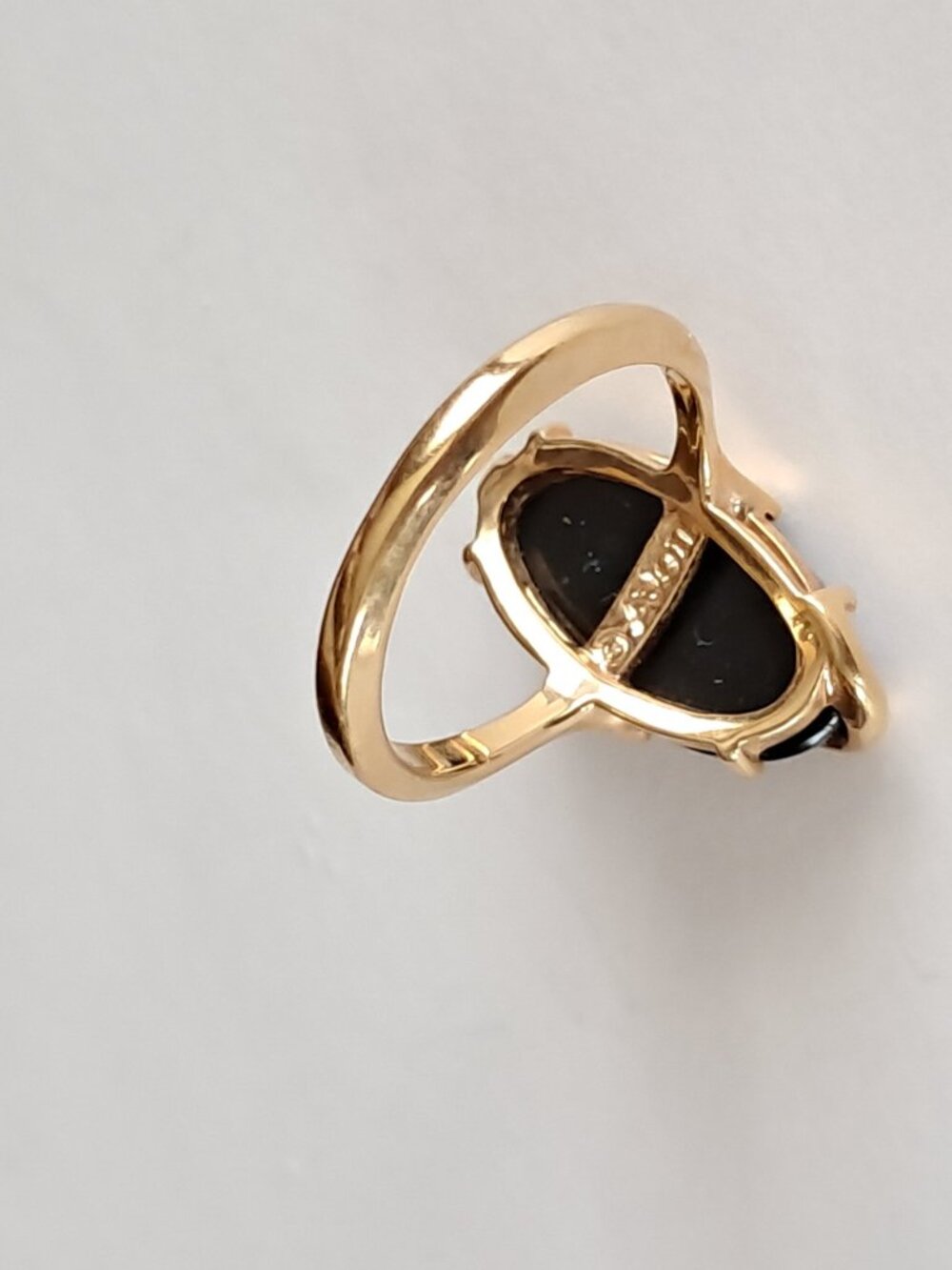 Vintage 1978 Avon Black Onyx Night Flower Gold Tone Ring Size 7 - Picture 8 of 8